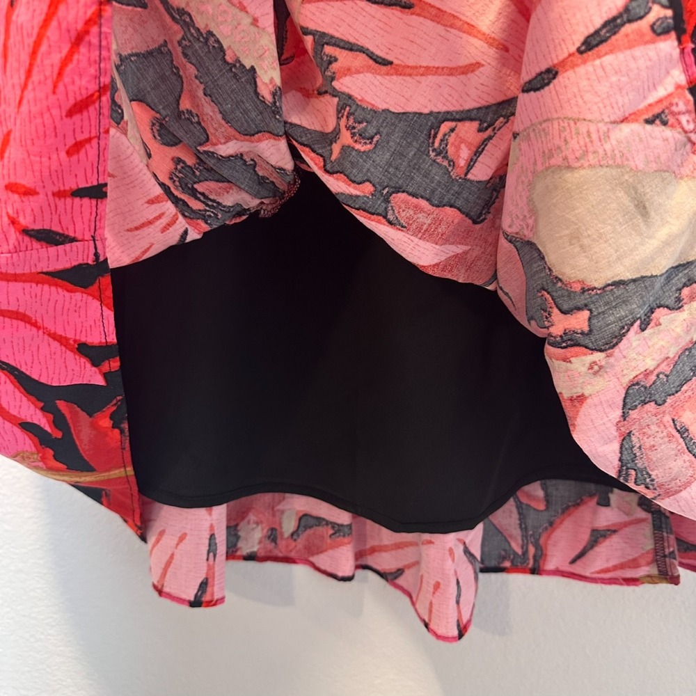 J Crew Size-S-M Tiered Midi Skirt Pink Palm Tropical‎ Print - Picture 8 of 9